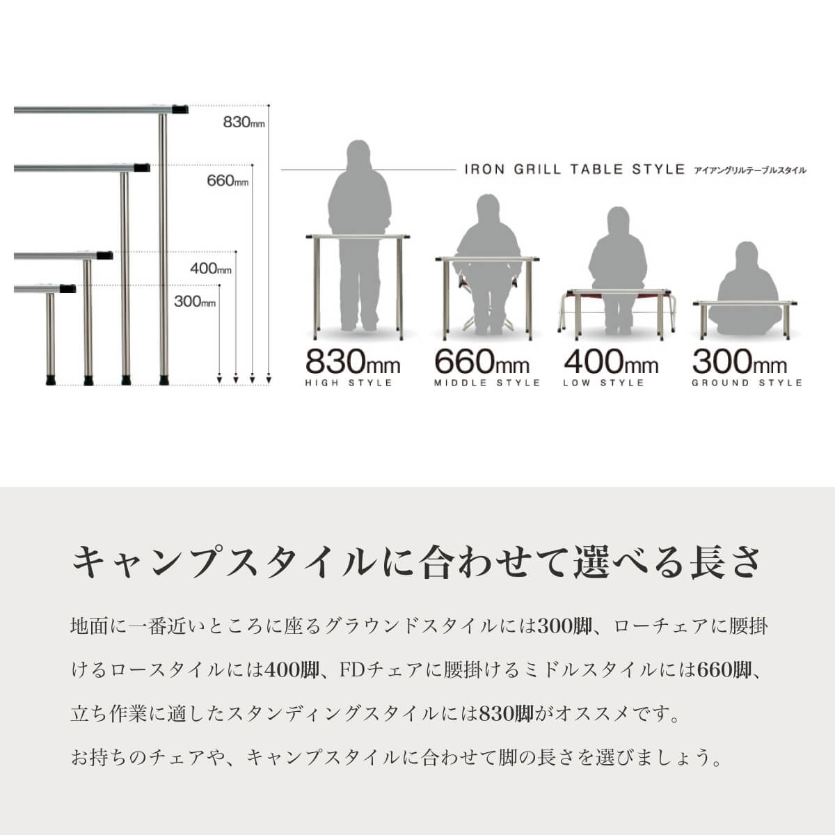 スノーピーク アイアングリルテーブル 830脚セット snow peak Iron Grill Table 830 Leg Set CK-114 IGT脚2本セット 高さ830mm ハイスタイル キッチン バーベキュー おしゃれ キャンプ アウトドア canpanera-10026137 OutdoorStyle サンデーマウンテン サンプル画像2