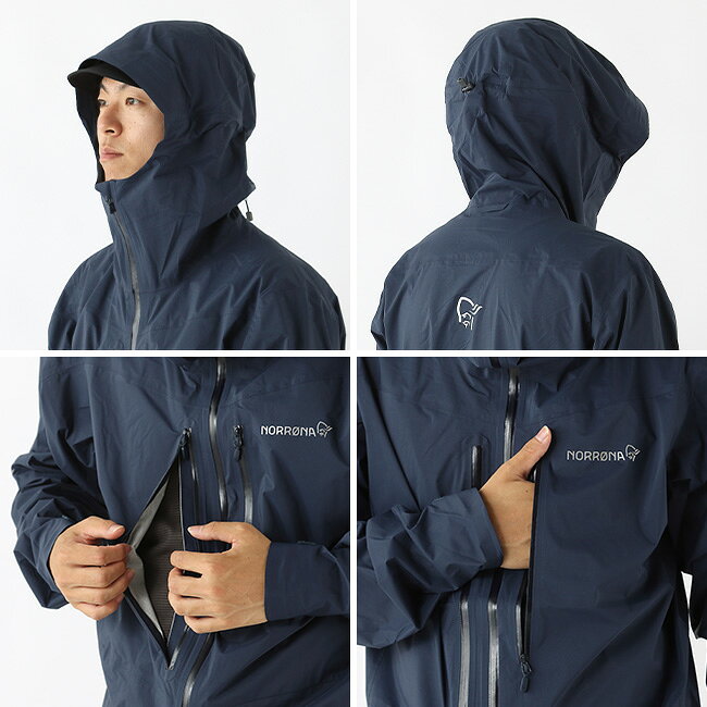 ノローナ フォルケティン ドライ1ジャケット メンズ NORRONA falketind dri1 Jacket Men's 1885-25 フード 春&sim;秋 防水 レインウェア 登山 トレッキング キャンプ アウトドア 3