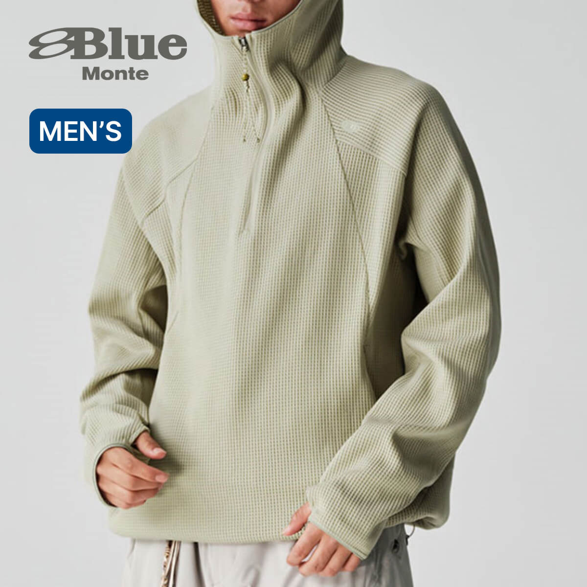 ブルーモンテ シルバーデユアメッシュハーフジップフーディー BLUE MONTE SILVADUR Mesh Half-Zip Hoodie メンズ NLBLAWY004 ワッフル生地 ミドルレイヤー ロングスリーブ 長袖 キャンプ アウトドア