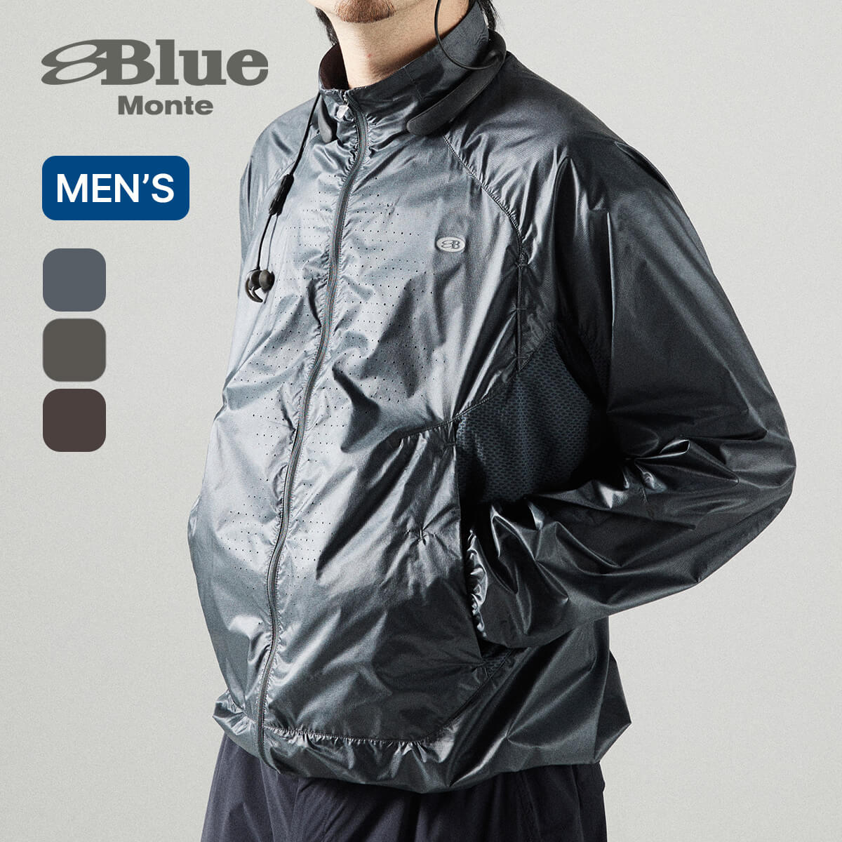 ブルーモンテ ライト スタンドカラー ランニングジャケット BLUE MONTE Lightweight stand-collar running jacket メンズ 25BLJK008 アウター ウィンドシェル 撥水 軽量 ランニング ジョギング トレーニング ストレッチ ジム キャンプ アウトドア