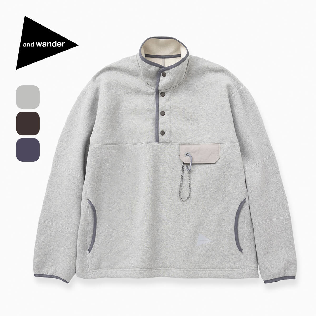 アンドワンダー スウェットプルオーバー and wander sweat pullover ユニセックス メンズ ウィメンズ レディース 5746284086 トップス スウェット ロングスリーブ おしゃれ キャンプ アウトドア
