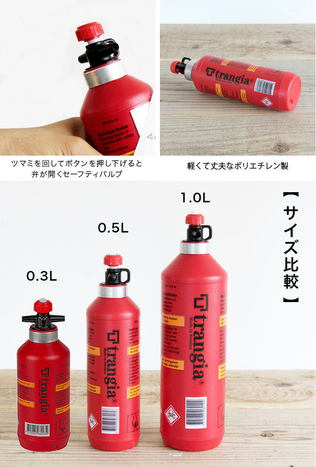 トランギア フューエルボトル 0.5リットル trangia TR-506005 TR-506105 燃料ボトル アルコールボトル セーフティバルブ TUV認証 500ml 防災 キャンプ アウトドア フェス【正規品】通販格安セール情報 楽天 通販