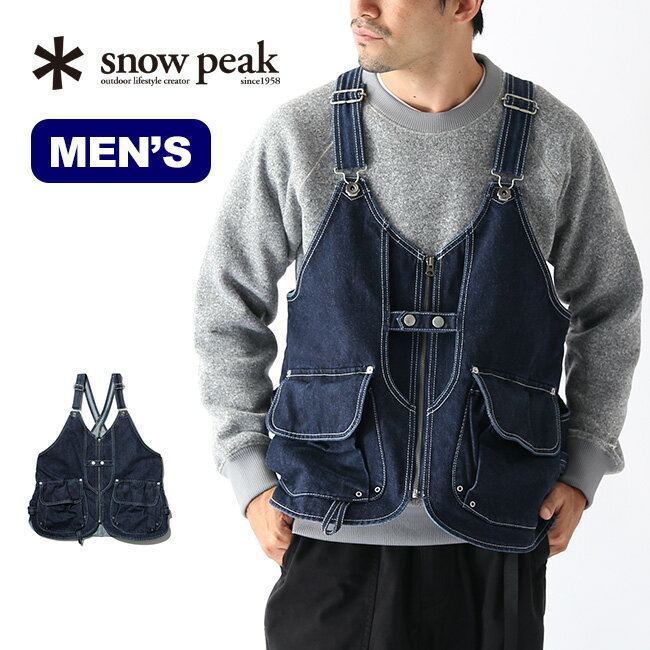 【キャッシュレス 5%還元対象】スノーピーク インディゴタキビベスト snow peak IndigoTAKIBI Vest ウェア メンズ ベスト トップス ツールベスト デニム JK-19AU111 ＜2019 秋冬＞