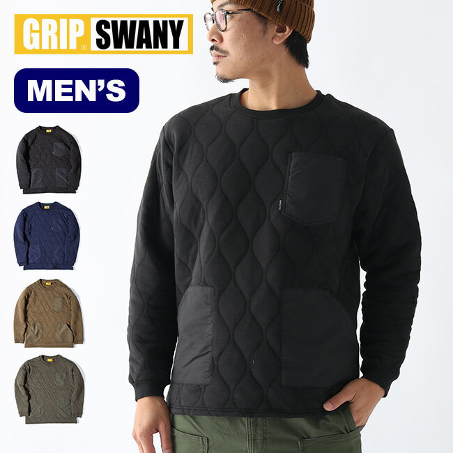 <2020 秋冬>グリップスワニー キャンプポケットキルトクルー GRIP SWANY CAMP POCKET QUILT CREW メンズ GSC-31 キルト トップス 長袖 スウェット インサレーション 中綿 クルーネック 【正規品】