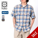 【SALE 70%OFF】ホーボー コットンフランネルヴィンテージウォッシュ チェックS/Sシャツ hobo CHECK S/S SHIRT COTTON FLANNEL VINTAGE WASH メンズ HB-S4102 カジュアル ポケット 半袖 フェス おしゃれ キャンプ アウトドア