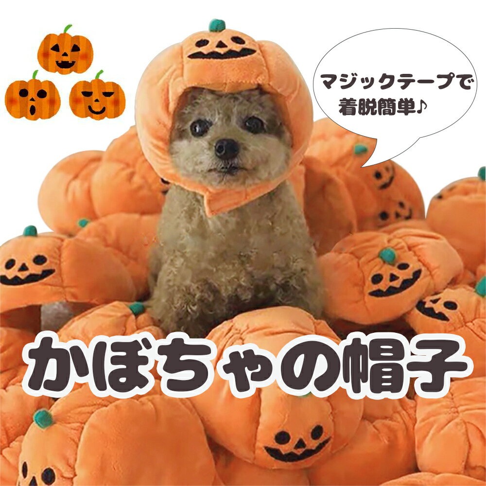 【ペット用帽子】かぼちゃ帽子【猫・犬】ねこ いぬハロウィンパンプキンマジックテープのサムネイル