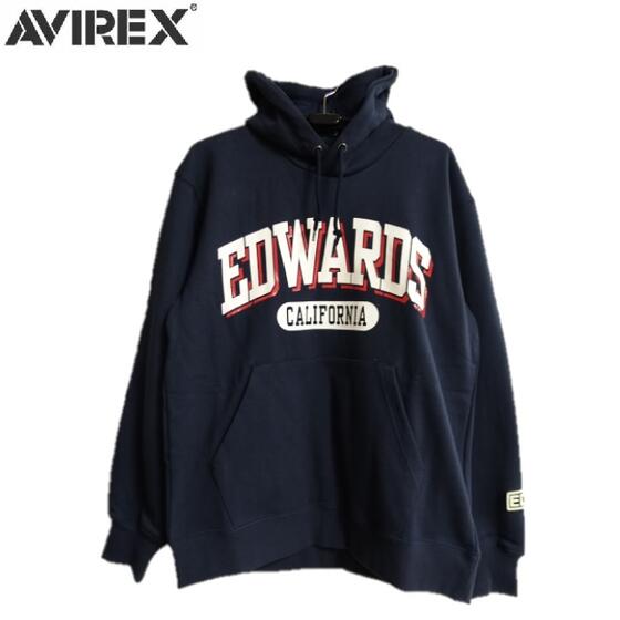 セールAVIREX プルパーカー「エアーフォースベース」(ネイビーEDWARDS) PULL PARKA AIR FORCE BASE (スウェットパーカー) 6123469-87 AVIREXアビレックス(アヴィレックス)7832231005