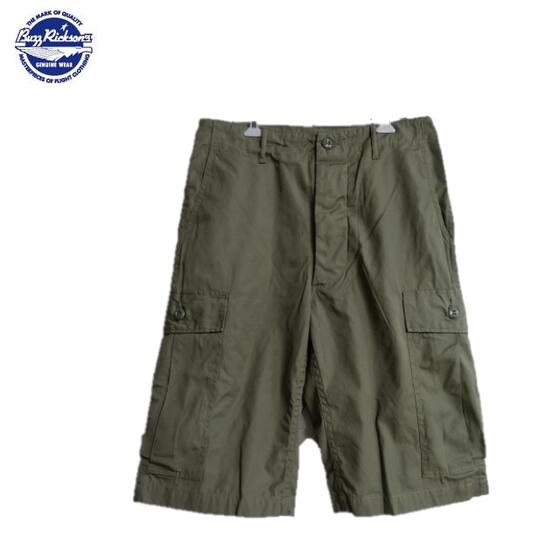 BuzzRickson 039 s 107ジャングルファティーグトラウザーショーツ(カーゴショートパンツ)日本製TROUSERS,MEN 039 S COTTON WIND RESISTANT POPLIN,OLIVE GREEN ARMY SHADE 107 SHIORTS BR51907(バズリクソンズ)Buzz Rickson 039 s MADE IN JAPAN