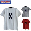 セールDUBBLEWORKS Lot 33005「N」フロッキープリントTシャツ23233005-09 DUBBLE WORKS（ダブルワークス）MADE IN JAPAN 日本製