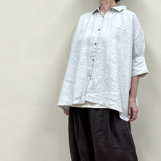 HonneteハーフスリーブリネンギャザーブラウスH/SLV Gather Shirts HO-26SS-S2オネット