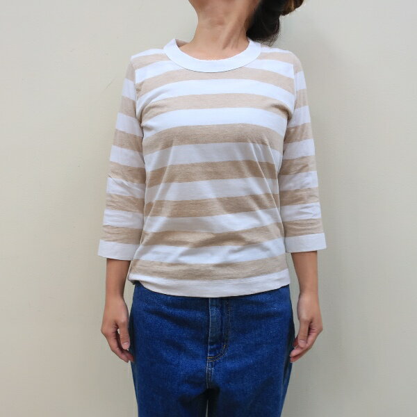 LAITERIE（レイトリー） ふわふわ天竺ボーダー7分袖カットソー PCT-9ANOUVELLES DU PARADIS（パラディ）★