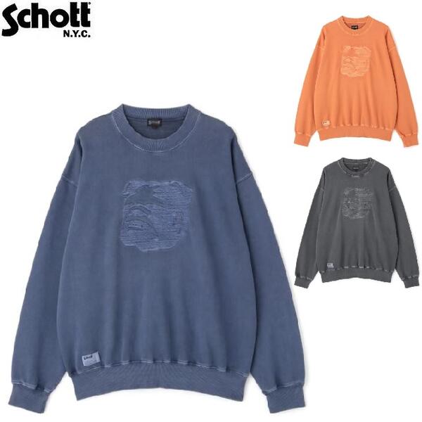 Z[Schott XeVuhbOsOgXEFbg(g[i[) CREW SWEAT STENCIL BULLDOG 7823232001 SchottVbg