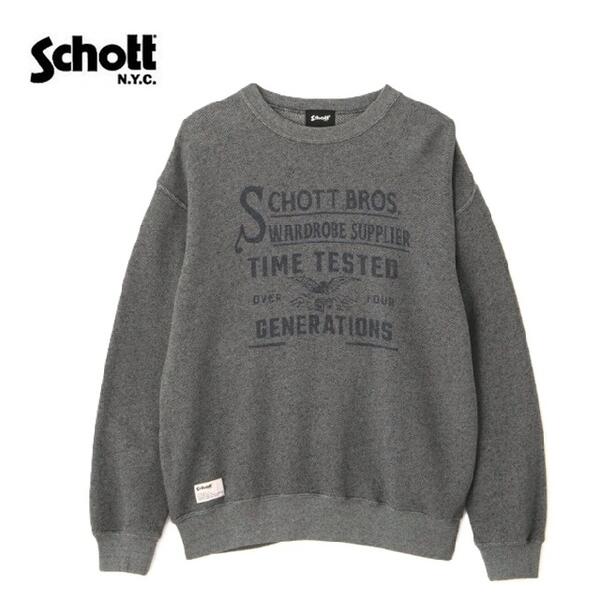 SCHOTT◆スウェット/-/コットン/GRY