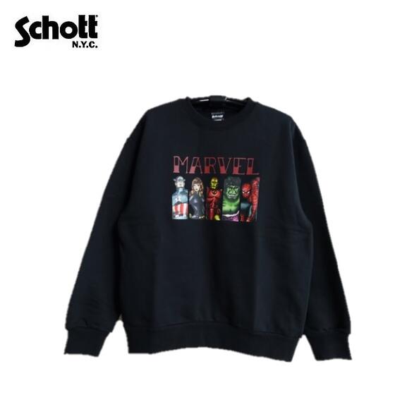 Z[Schott x MARVEL uMARVEL ALIGNMENTvvgXEFbgVc(}[FACg)SWEATSHIRT 3123182 SchottVbgx}[xR~bN7822232024