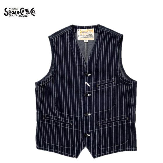 SUGAR CANE 9ozウォバッシュストライプワークベストWABASH STRIPE WORK VEST(シュガーケーン)SC12654【smtb-k】