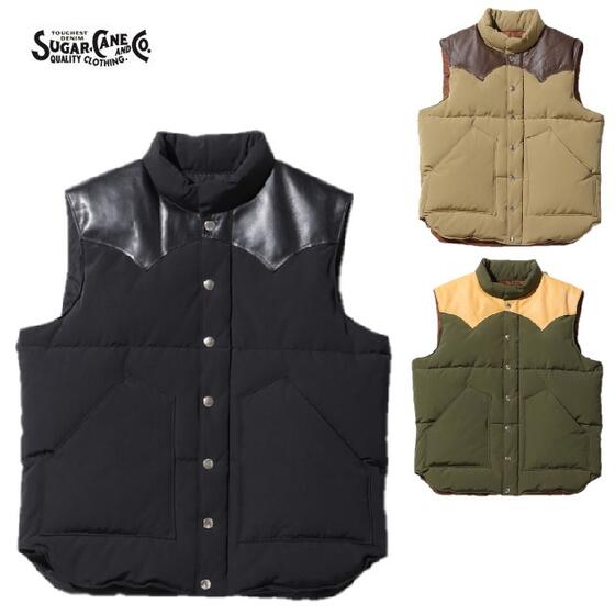 シュガーケーン ダウンベスト メンズ SUGAR CANE レザーヨークダウンベストLEATHER YOKE T/C DOWN VEST SC15222 CALIFORNIAシュガーケーン