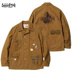 SUGAR CANE 1920年カートゥーンカスタムペイント13オンスブラウンダックワークコート(ワークジャケット)13oz. BROWN DUCK 1920's CARTOON WORK COAT SC15450（シュガーケーン東洋エンタープライズ）MADE IN JAPAN日本製