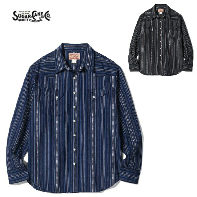 SUGAR CANE インディゴドビーストライプウエスタンシャツ(日本製)INDIGO DOBBY WESTERN SHIRT SC29688（シュガーケーン)MADE IN JAPAN