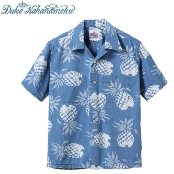 DUKE KAHANAMOKU (DUKE'S PINEAPPLE)ǥ塼ѥʥåץ륤ǥåȥϥ磻󥷥(åȥ󥢥ϥ)INDIGO COTTON HAWAIIAN SHIRT DK39045ǥ塼ϥʥ⥯ SUNSURF󥵡աMADE IN JAPAN