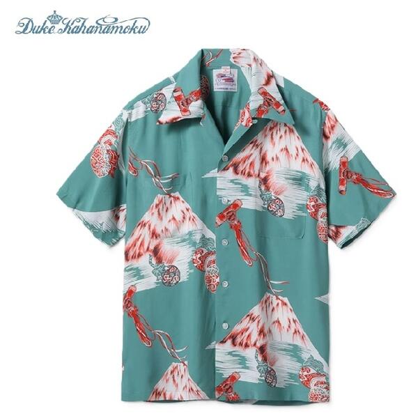 DUKE KAHANAMOKU SPECIAL EDITION「Mt.FUJI & LUCKY EGGPLANT」半袖レーヨンハワイアンシャツ(アロハシャツ)(SHORT SLEEVE) DK39634デューク・カハナモクスペシャルエディション （SUNSURFサンサーフ）MADE IN JAPAN日本製