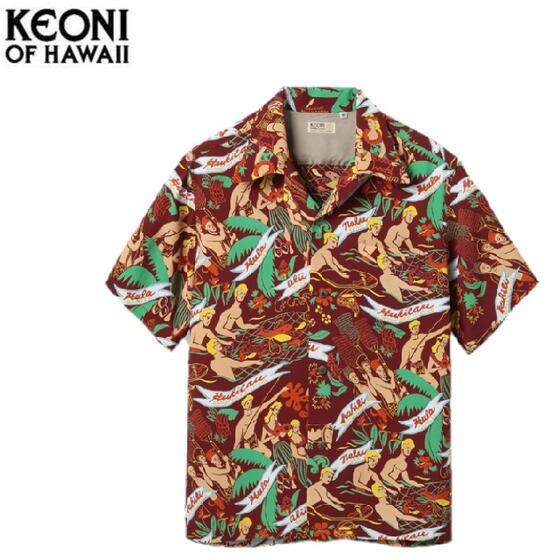 KEONI of Hawaii アロハシャツ「HOOLAULEA IN HAWAII」by JOHN MEIGS SS38717ケオニオブハワイ(サンサーフSUNSURF)MADE IN JAPAN日本製