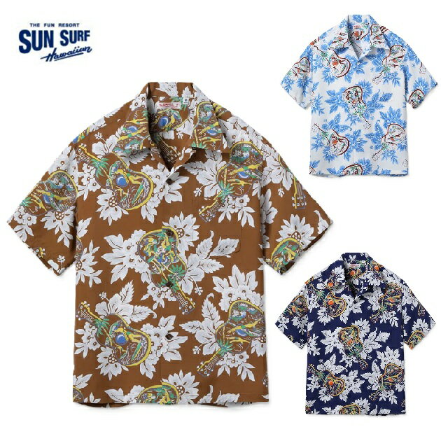 SUN SURF「UKULELE MELODY」プリントレーヨン半袖ハワイアンシャツ(アロハシャツ) S/S RAYON HAWAIIAN SHIRT SS39613（サンサーフ MADE IN JAPAN 日本製