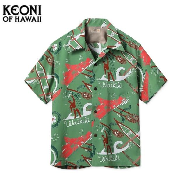 KEONI of Hawaii アロハシャツ「WAIKIKI SAND」by JOHN MEIGS ジョン・メイグスSS39741ケオニオブハワイ(サンサーフSUNSURF)MADE IN JAPAN日本製