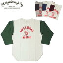 WAREHOUSE Lot 4800(BOY 039 S BASEBALL)プリント7分袖ベースボールTシャツ（クルーネック)WHTS-24SS012（ウエアハウス）WARE HOUSE【ウェアハウス】MADE IN JAPAN日本製