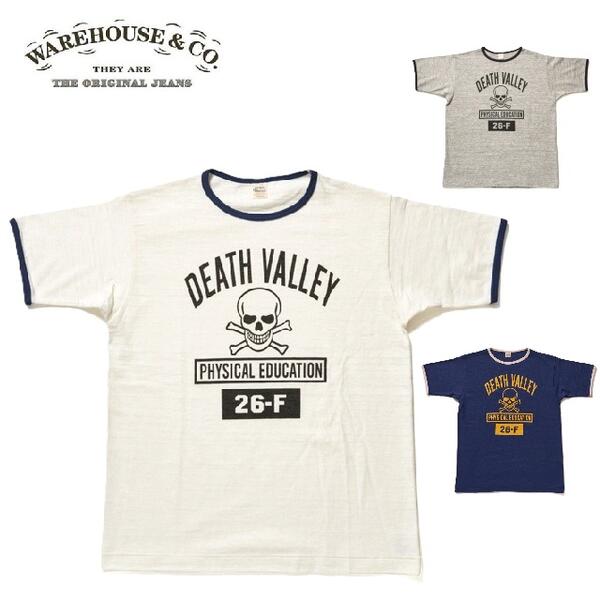 WAREHOUSE Lot 4059「DEATH VALLEY」プリントリンガーTシャツ（ウエアハウス）WARE HOUSE【ウェアハウス】