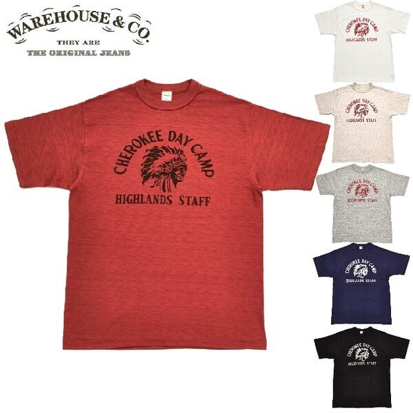 WAREHOUSE Lot 4601「CHEROKEE DAY CAMP」プリントTシャツ（ウエアハウス）WARE HOUSE【ウェアハウス】MADE IN JAPAN日本製