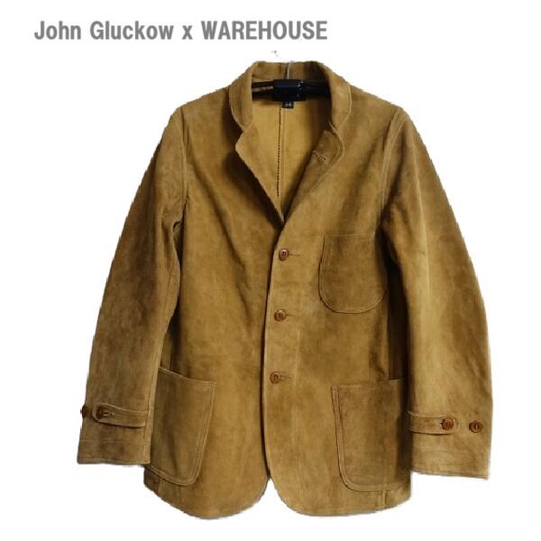 JOHN GLUCKOW Lot JG-45カーフスウェードレザーカントリーコートCountry Coat John Gluckow x WAREHOUSE（ジョングラッコーxウエアハウス）MADE IN JAPAN日本製