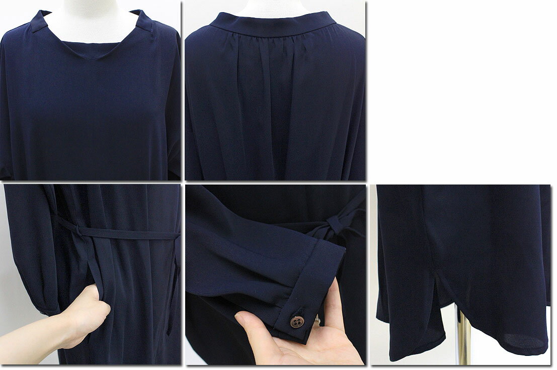 ●ina　【イナ】　変形衿共紐付きワンピース　173147