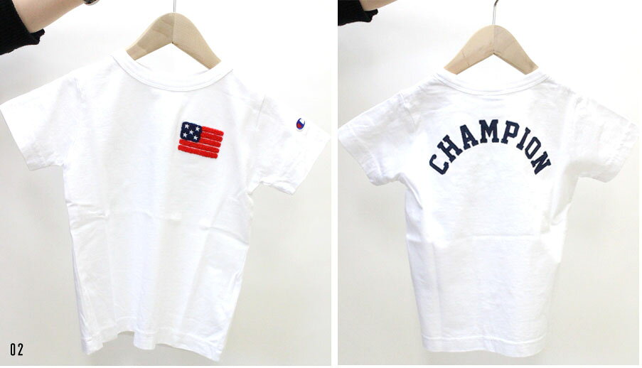 ●Champion　　【チャンピオン】USAワッペンTシャツ　キッズ　ジュニア　ボーイズ　ガールズ　　CS6466