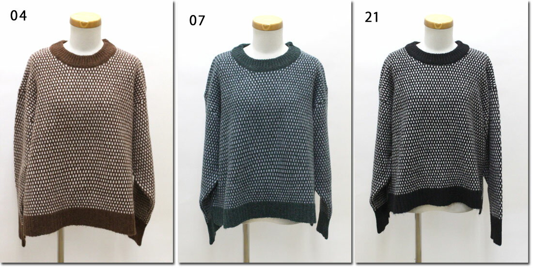 ●ZAMPA 【ザンパ】 毛混ロービング配色 ジャガードクルーネックプルオーバー 39-0185