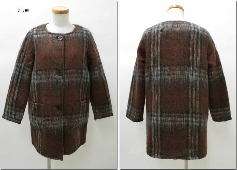 Rakuten - ●REGENCY　WORKS　　チェックノーカラーコート　13F32C