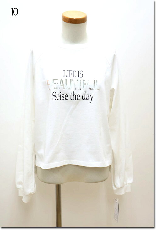 Rakuten - ●LEk cud　【レカット】　ロゴプリント　ラグランカットソー　ロンT　　616958