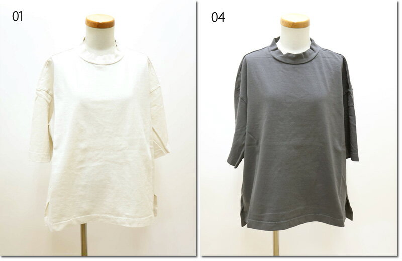 Rakuten - ●prit　【プリット】　12/1空紡天竺　5分袖ハイネックプルオーバー　P91554