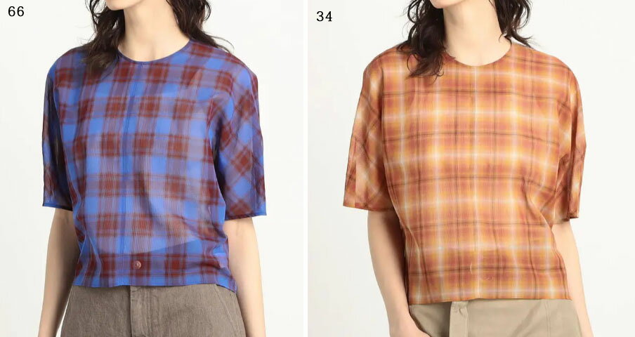 Boat Neck - ●MACPHEE　【マカフィー】コットン　オンブレー　チェック　 クルーネック　ブラウス　12-01-22-01436　12012201436