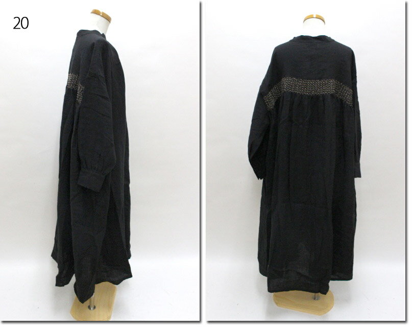 ●aug　【オーグ】　リネン　配色バックスモッキングワンピース　831101