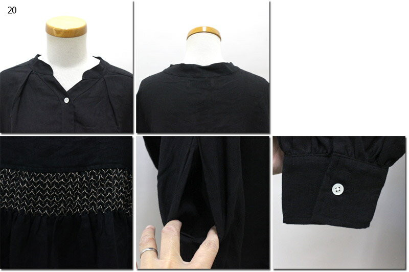 ●aug　【オーグ】　リネン　配色バックスモッキングワンピース　831101