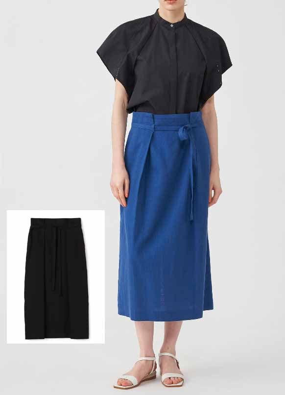 Rakuten - ●TOMORROWLAND　collection　【トゥモローランドコレクション】　ワンダーリネンストレッチ　リボンベルトタックスカート　13-05-32-05101/13053205101