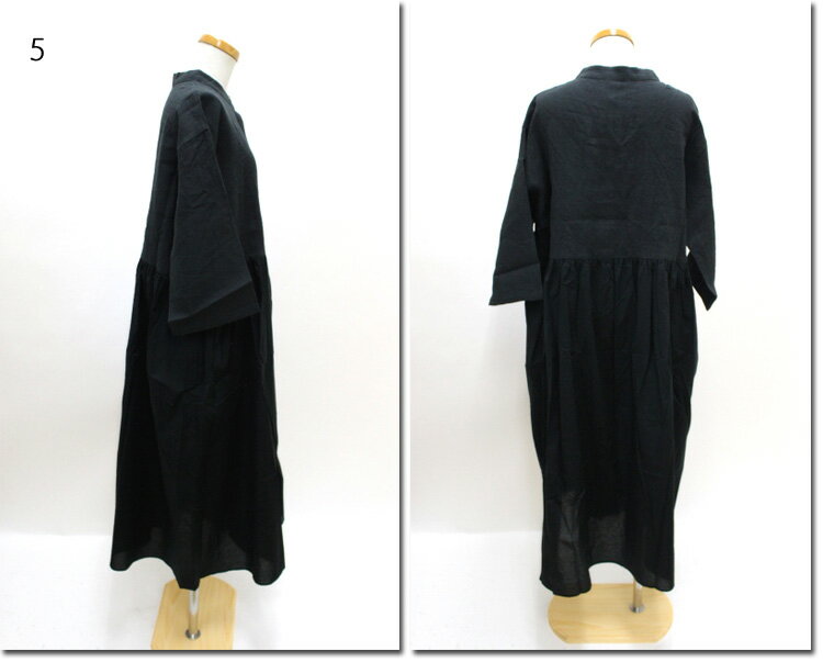 ●nachukara　【ナチュカラ】　フレンチリネン×ローンバンドカラー　ワンピース　nk145232