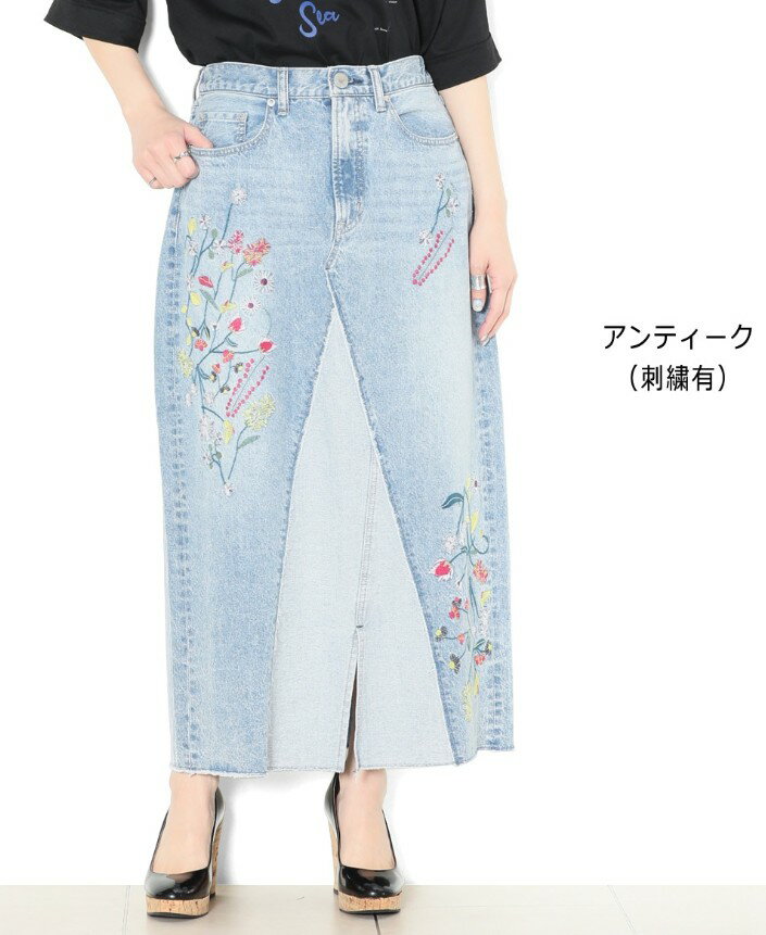 乐天商城 - ●antgauge　【アントゲージ】　デニムマキシスカート　デニム　ロングスカート　刺繡　GE456