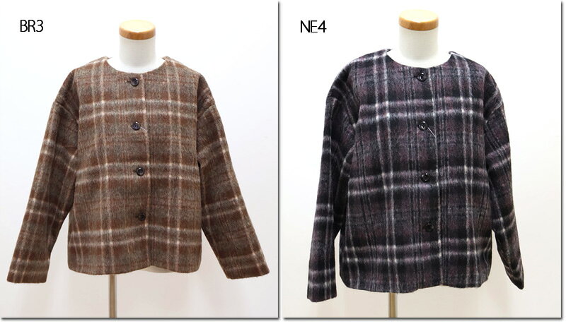 Rakuten - ●SUN　VALLEY　【サンバレー】　ウール混シャギー　チェックショートジャケット　tukuroi　ツクロイ　TK824250