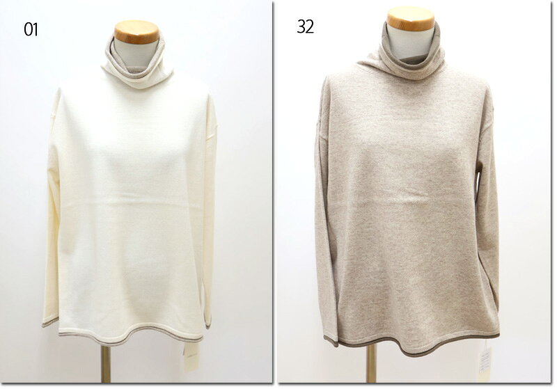 ●Leshyforest【レーシーフォレスト】　ウォッシャブルウール　二重衿配色タートルプルオーバー　3550-306-56