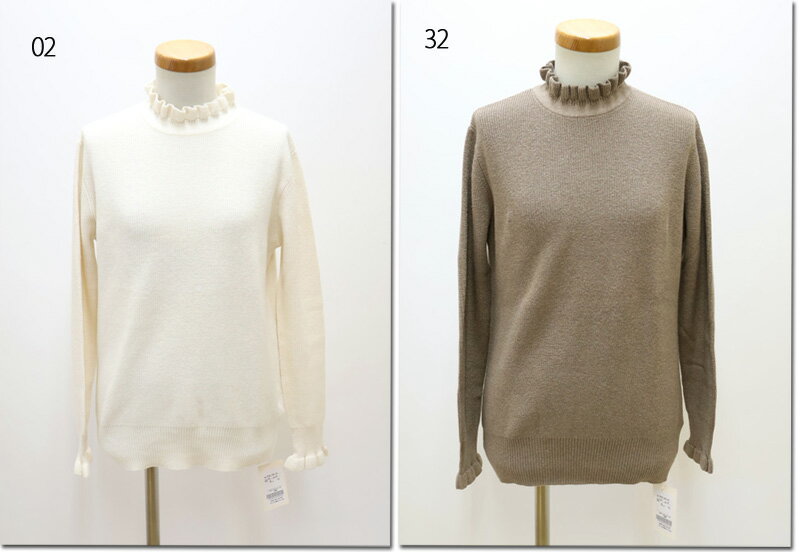 Rakuten - ●Leshyforest【レーシーフォレスト】　コットンカシミヤ　フリルネックプルオーバー　3430-303-26/3530-303-26