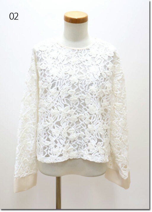 Rakuten - ●ZAMPA　【ザンパ】　刺繍レース×サテンワイドスリーブブラウス　45-0692