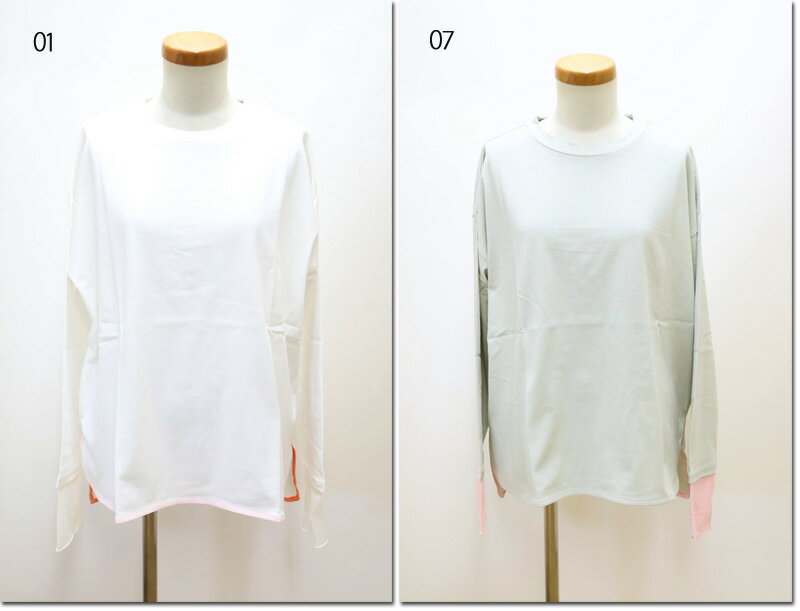 Rakuten - ●vingtrois　【バントロア】　袖口シアー　切替無地ロンT　Tシャツ　長袖　980-25011