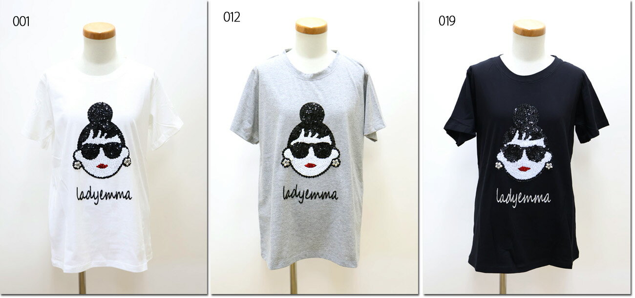 乐天商城 - ●INDIMARK　【インディマーク】　ハッピーフェイスビジューT　スパンコールTシャツ　WORLD　WRS　ワールド　472-85350