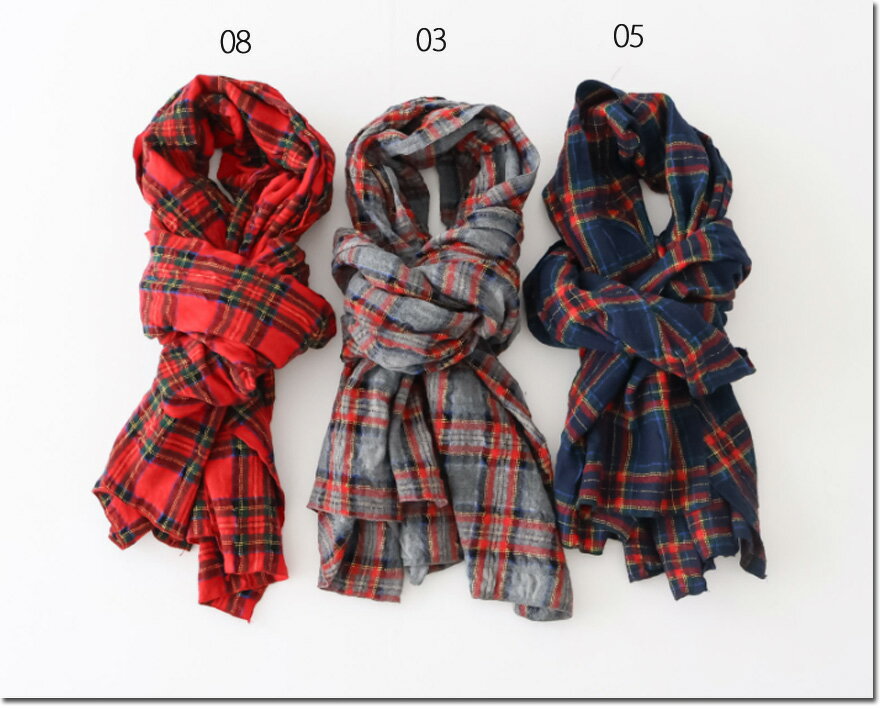 ●prit　【プリット】　ウールコットンタータンチェック　ストール　P00540